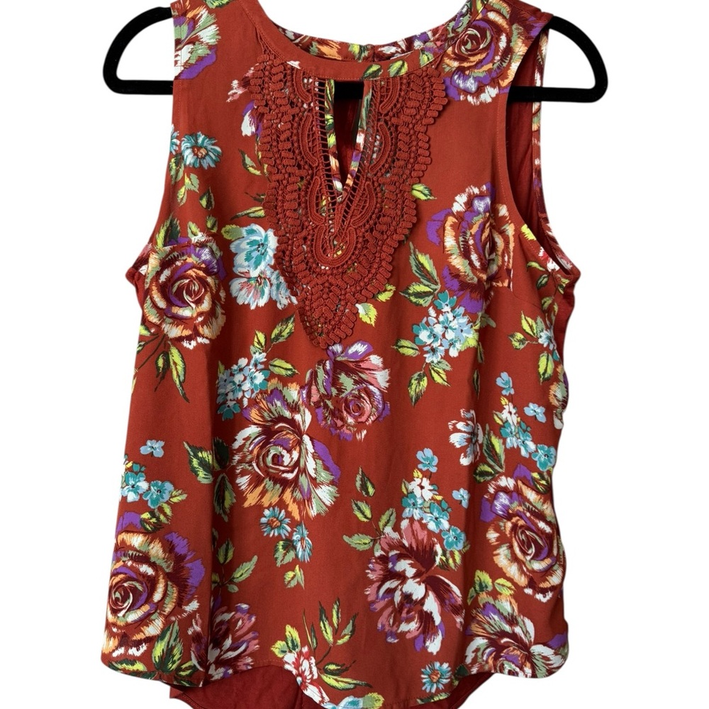 Daniel Rainn Rust Floral Lace Blouse